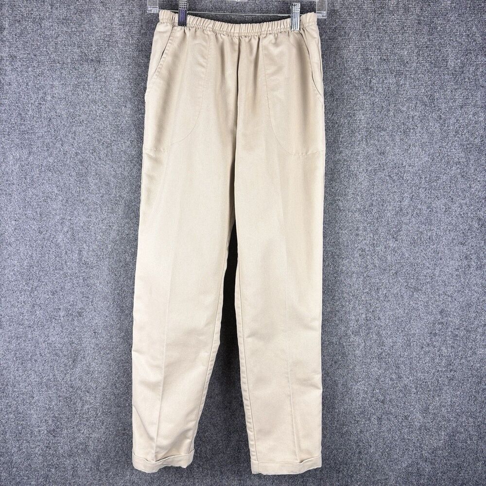 Blair Womens Small Petite Pants Khaki Pull On Elastic Waist Casual Chino 25"